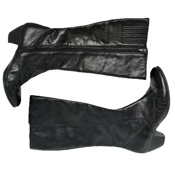 boc Shoes - boc Black Leather Knee-High Zip Riding Boots